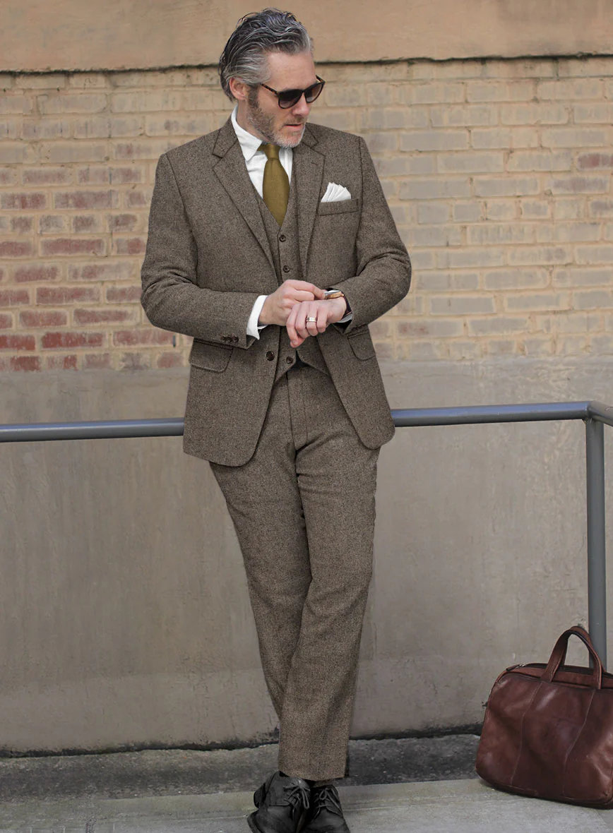 Dapper Brown Tweed Suit