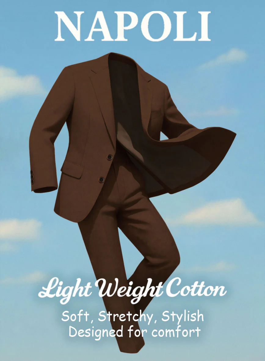 Dark Brown Napoli Stretch Light Weight Cotton Pants - Image 4