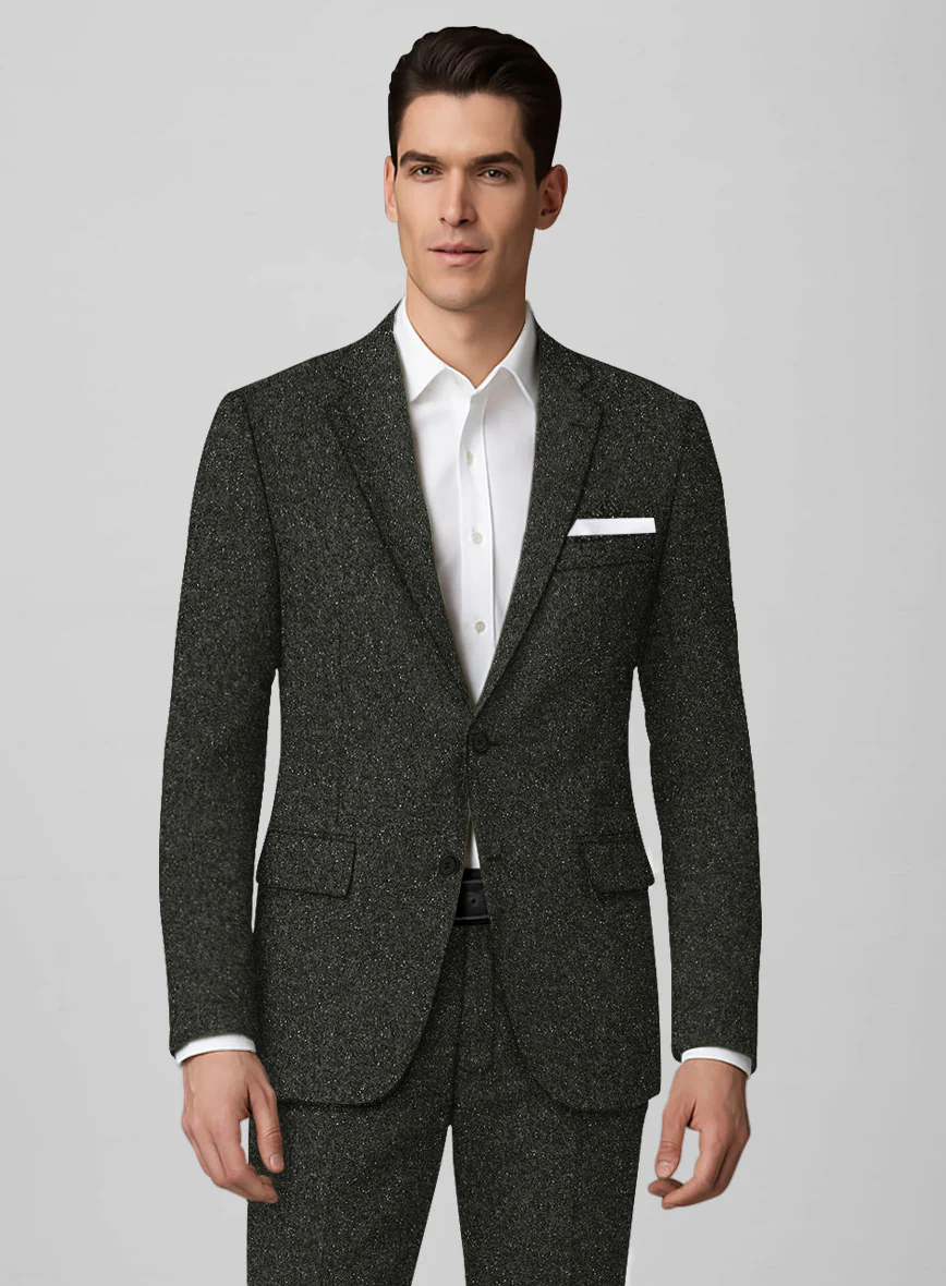 Dark Olive Flecks Donegal Tweed Jacket - Image 2