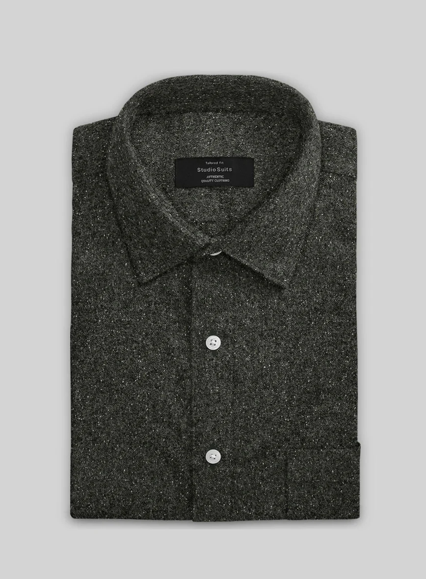 Dark Olive Flecks Donegal Tweed Shirt