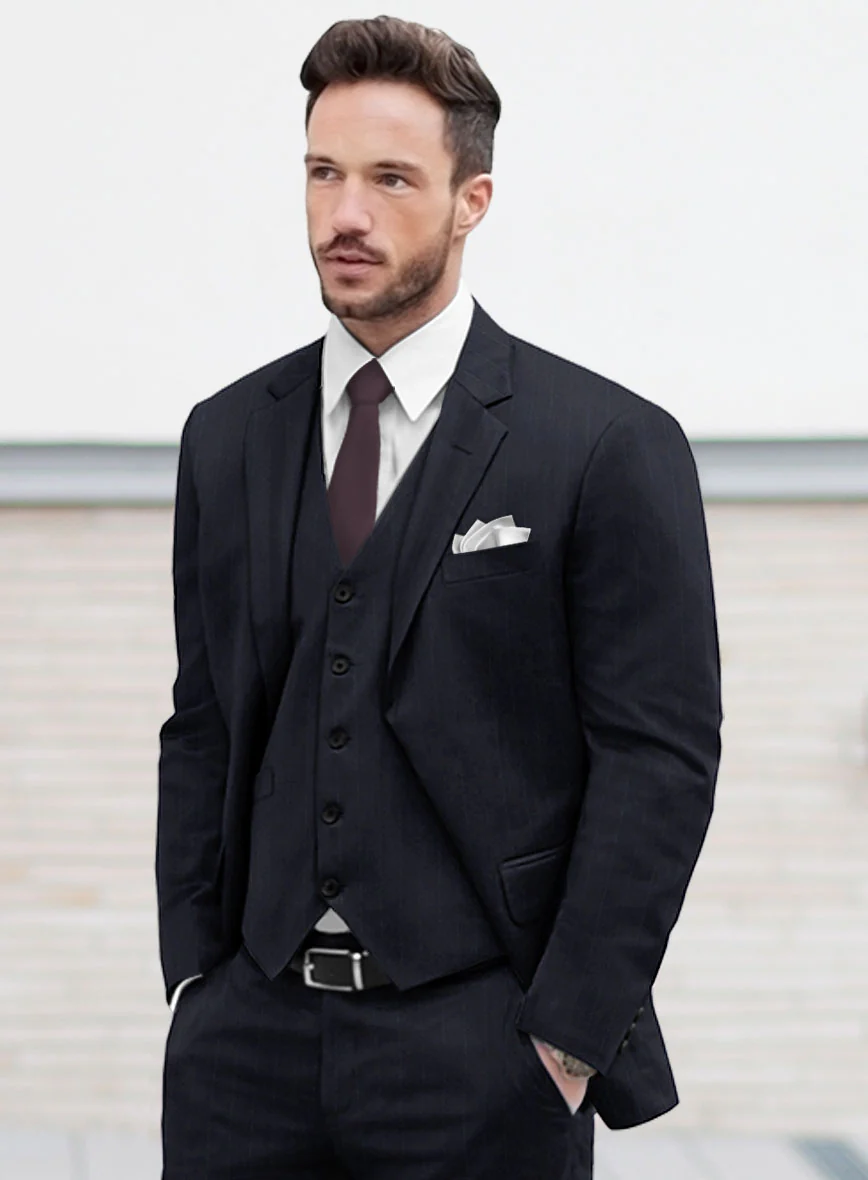 Deep Blue Old World Stripe Wool Suit - Image 4