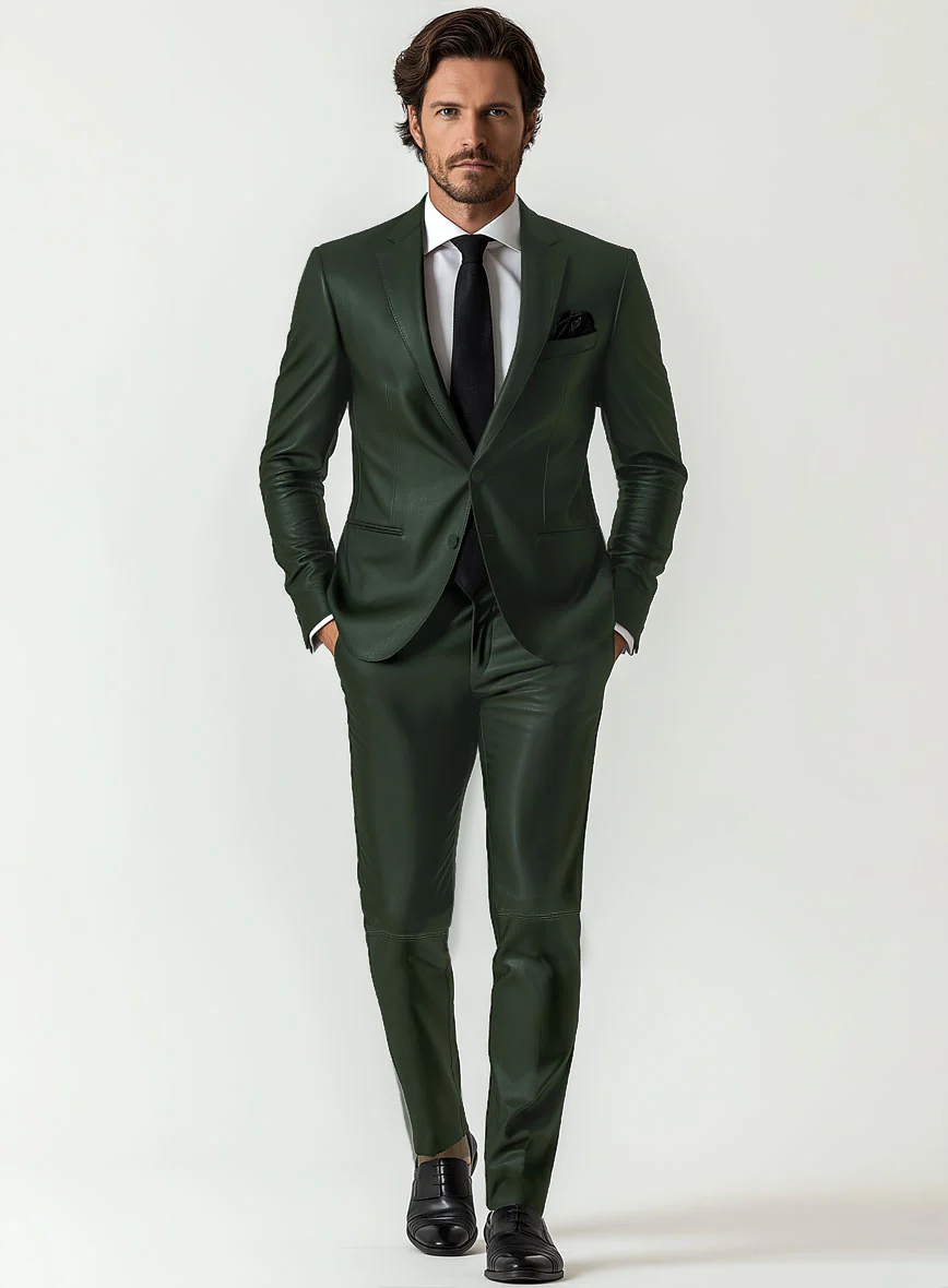 Deep Olive Leather Suit - Image 4