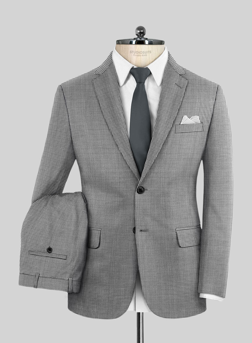 Dogtooth Wool Light Gray Suit