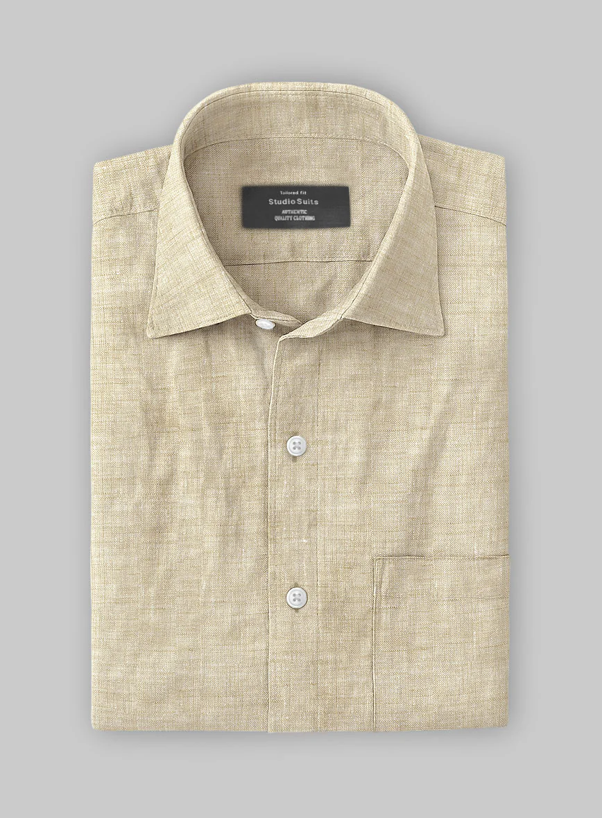 Dublin Barley Brown Linen Shirt - Image 3