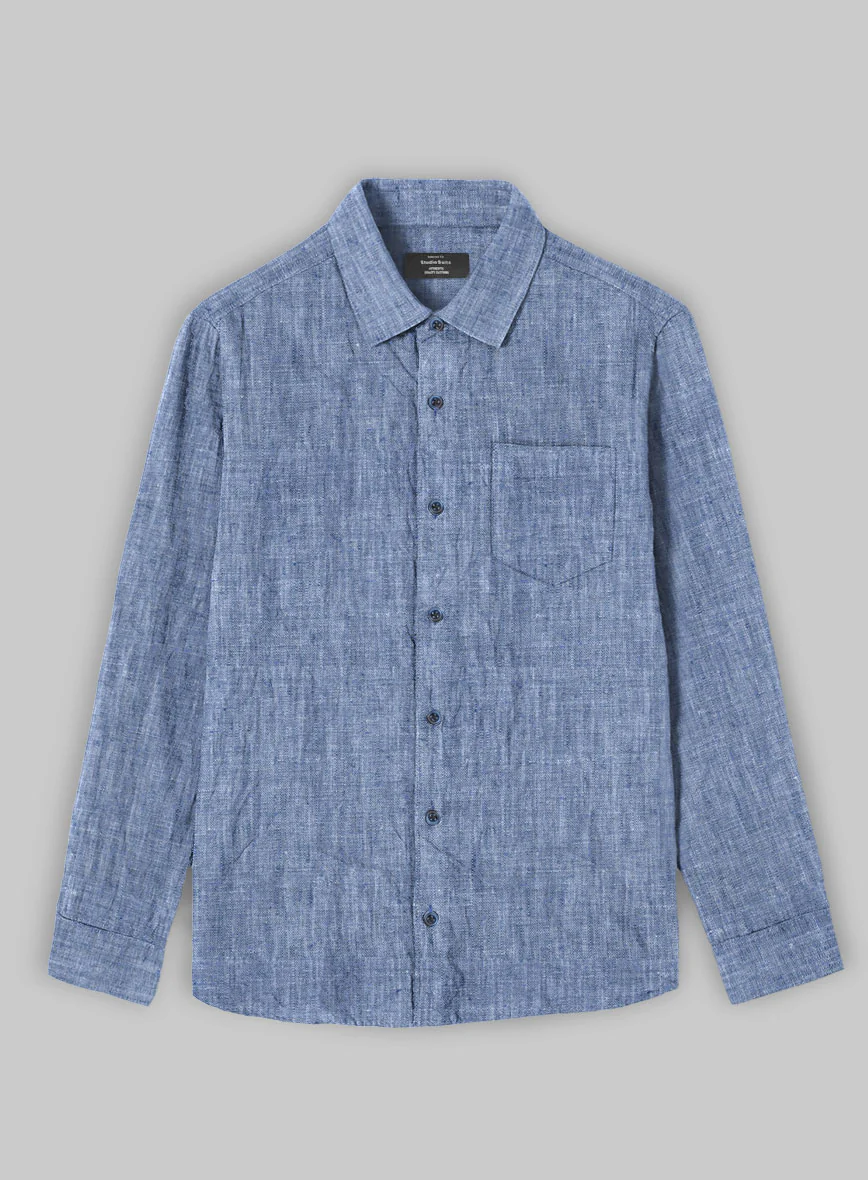 Dublin Ink Blue Linen Shirt - Image 3