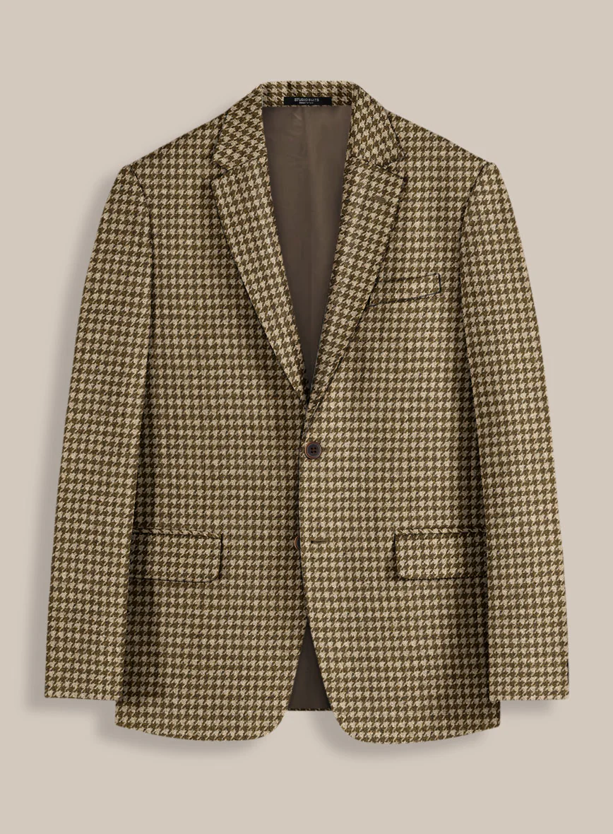 Earth Brown Houndstooth Tweed Jacket