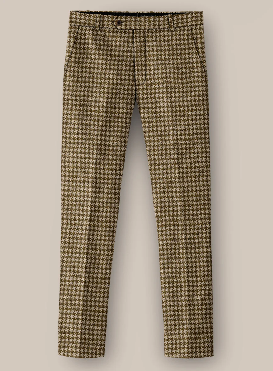 Earth Brown Houndstooth Tweed Pants