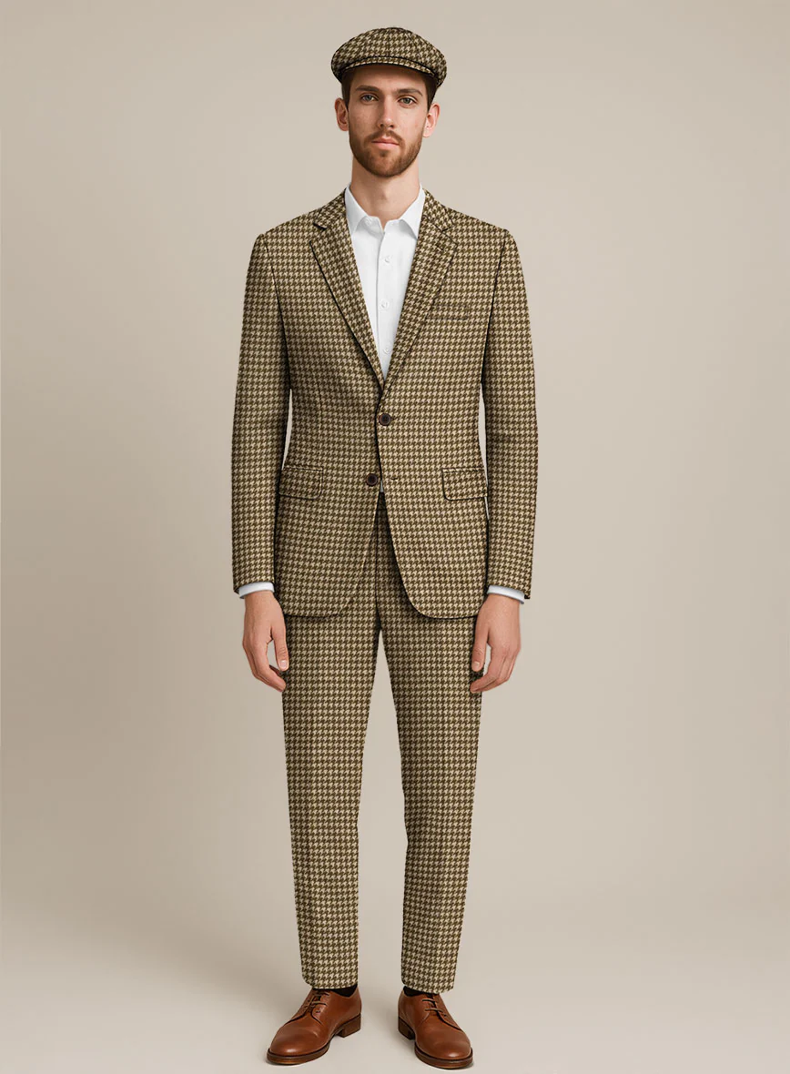 Earth Brown Houndstooth Tweed Suit