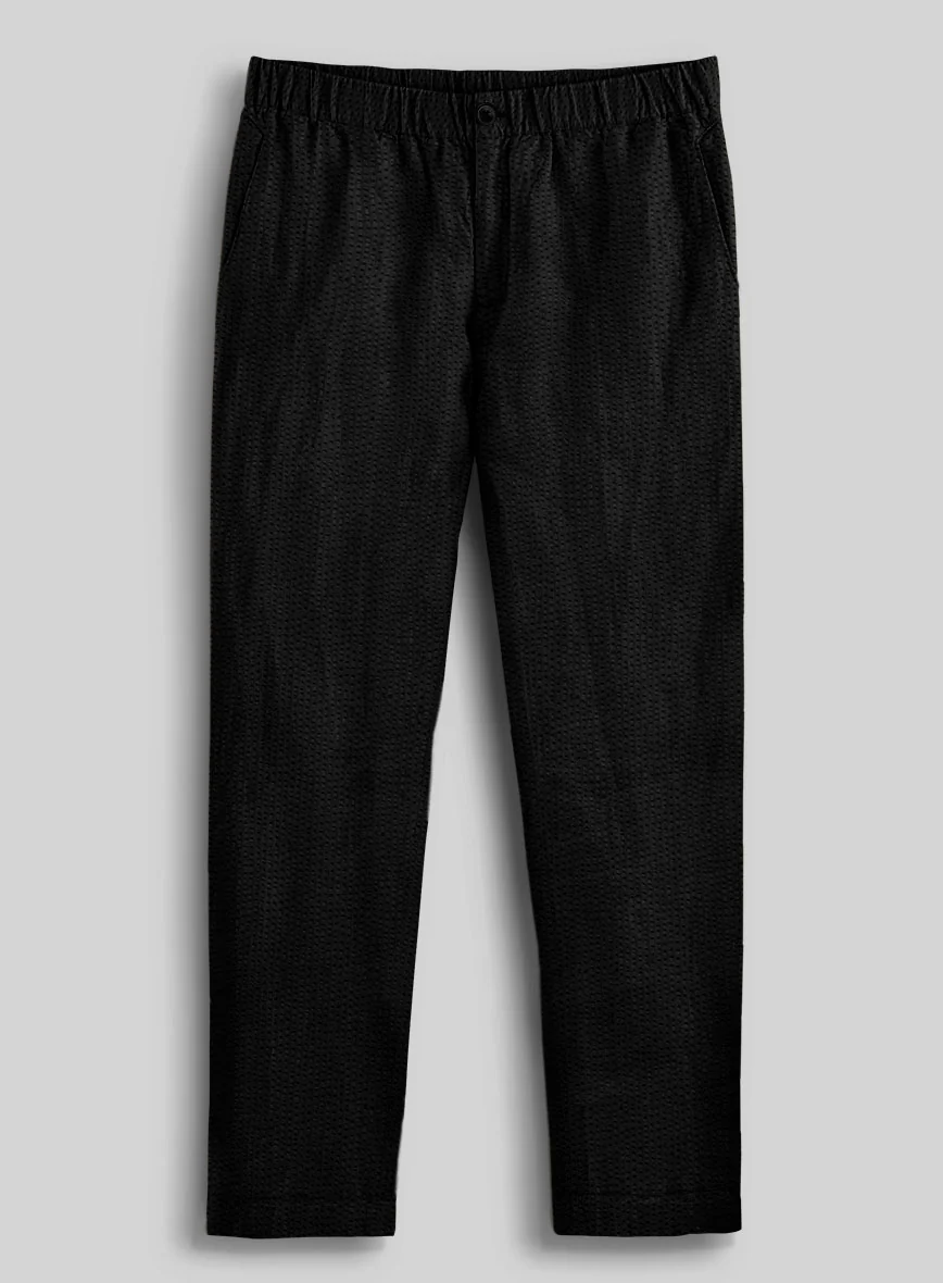 Easy Pants Black Seersucker