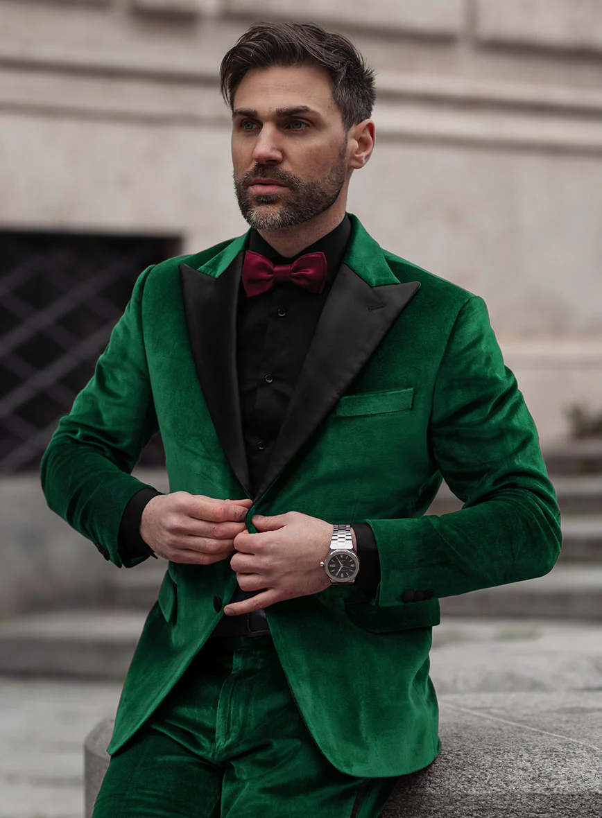 Emerald Green Velvet Tuxedo Suit - Image 5