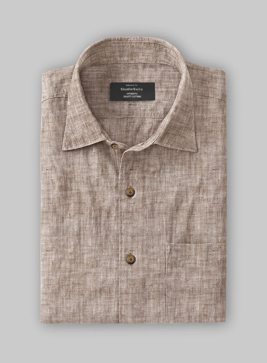 European Brown Linen Shirt