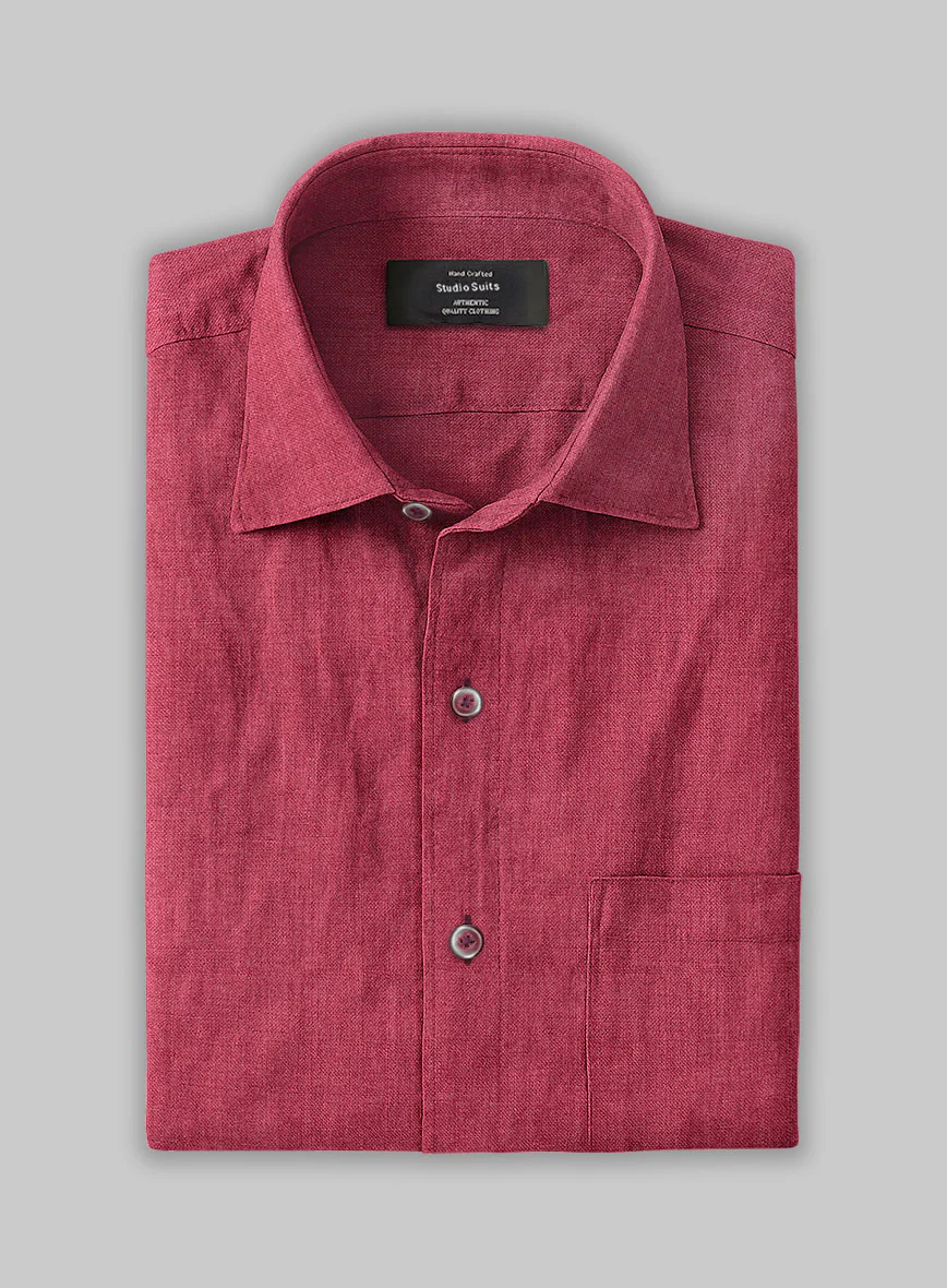 European Melon Red Linen Shirt