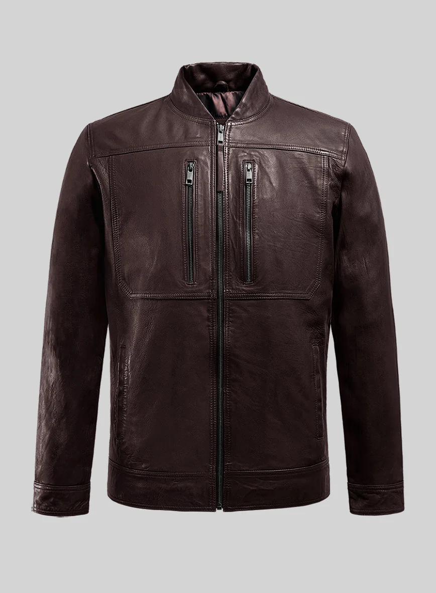 Galeforce Burgundy Biker Leather Jacket