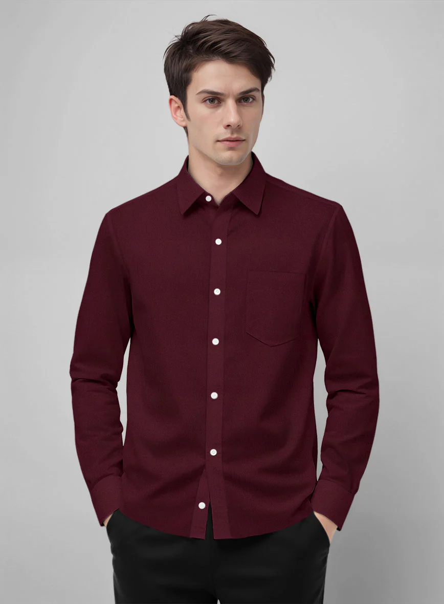 Giza Burgundy Cotton Shirt - Image 2