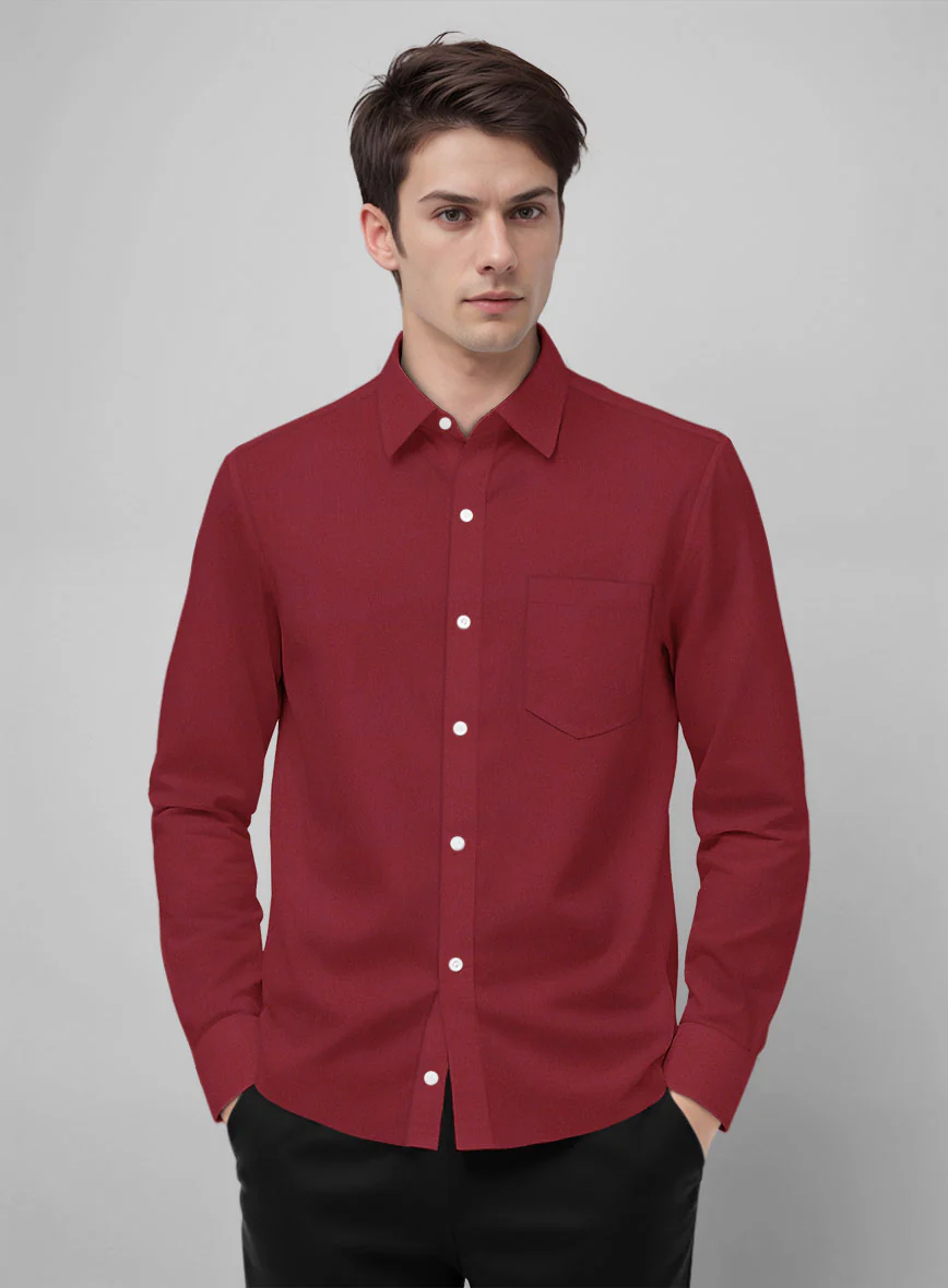Giza Maroon Cotton Shirt - Image 2