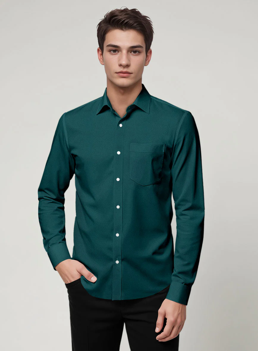 Giza Teal Cotton Shirt - Image 2