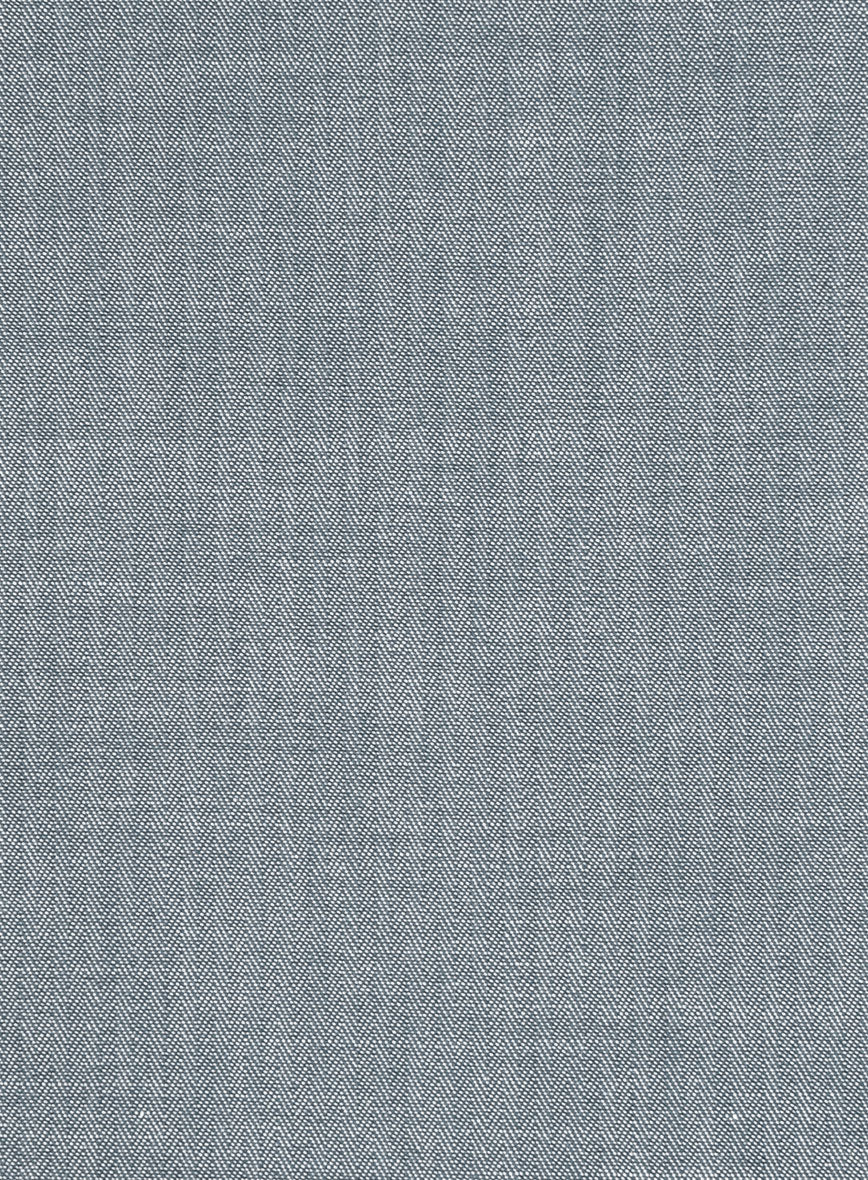 Gray Blue Herringbone Cotton Shirt - Image 4