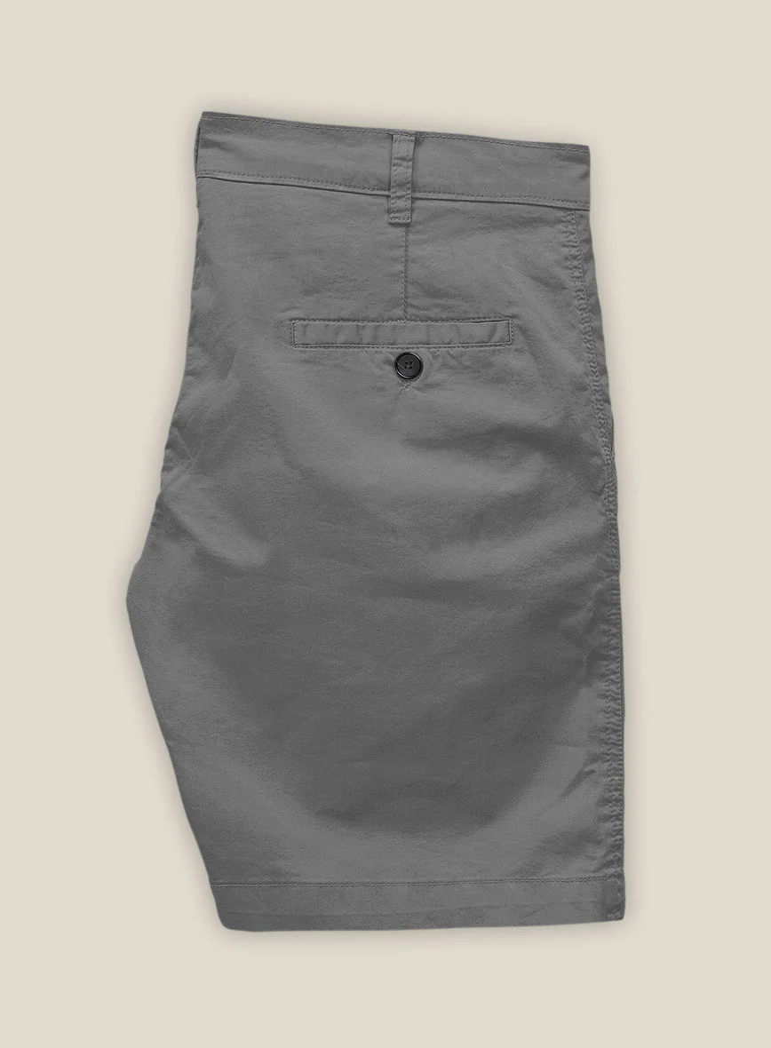 Gray Feather Cotton Canvas Stretch Shorts - Image 3