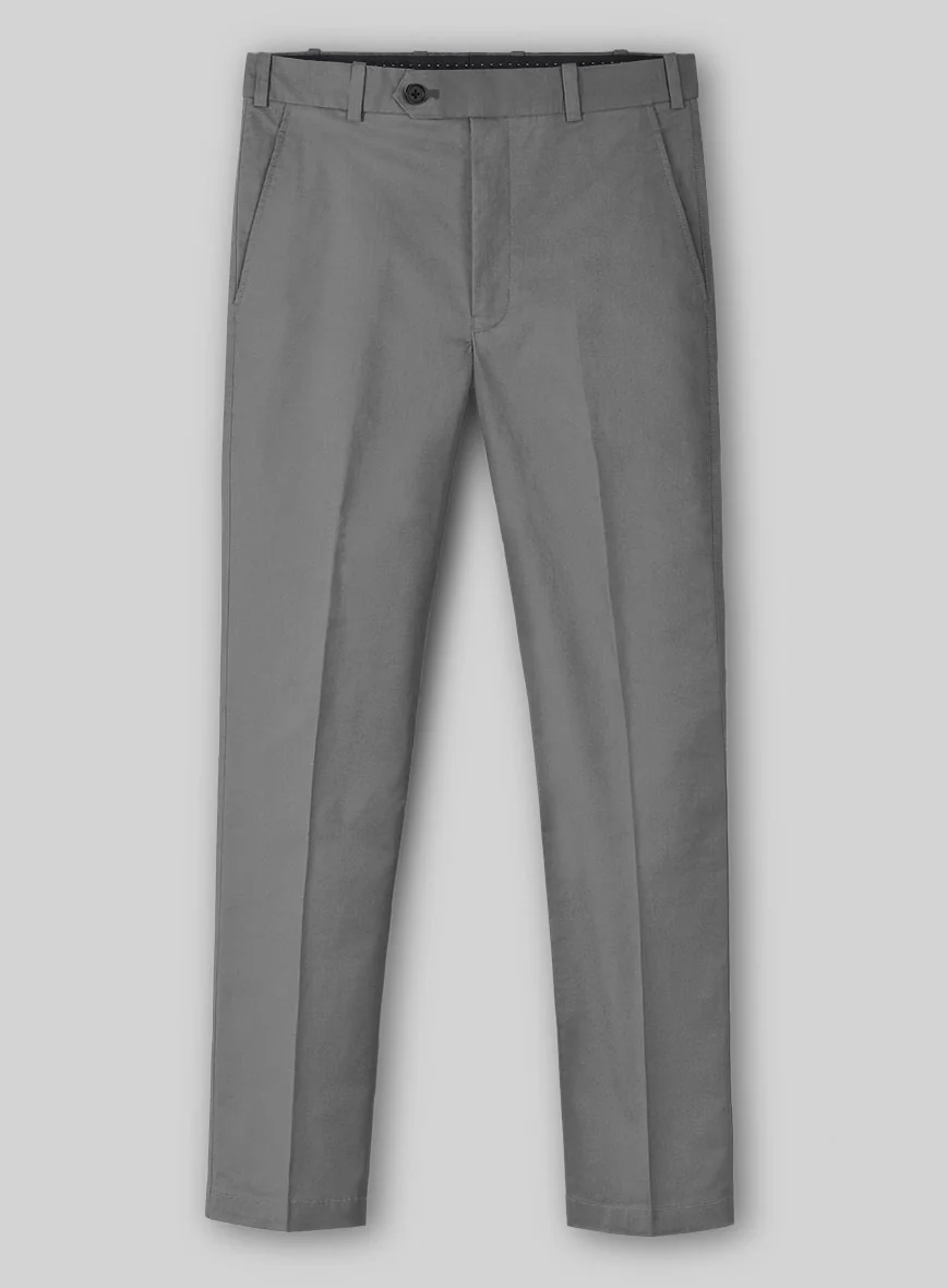 Gray Feather Cotton Canvas Stretch Pants