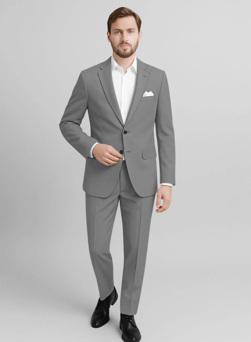 Gray Feather Cotton Canvas Stretch Suit