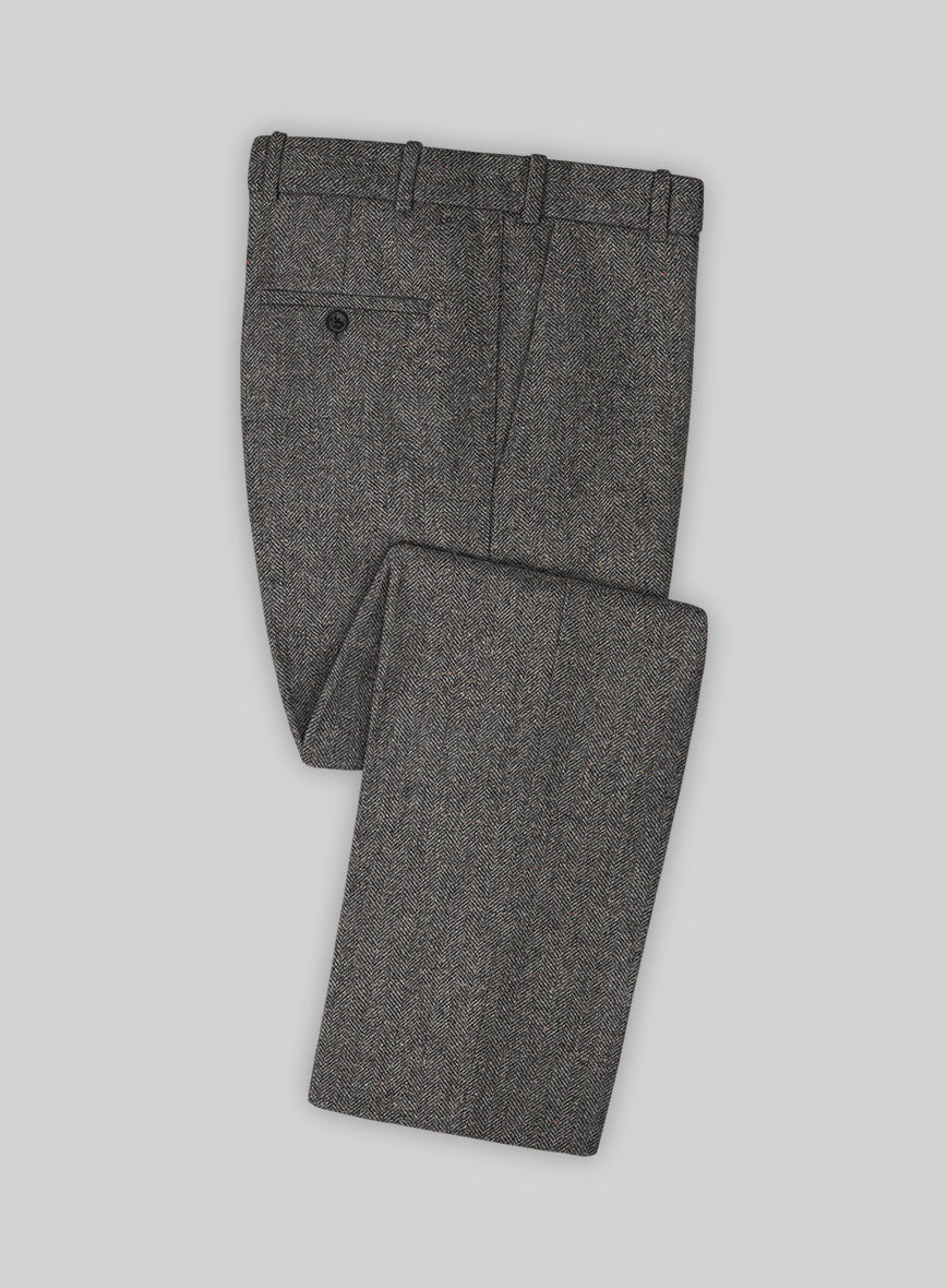 Gray Herringbone Flecks Donegal Tweed Pants - Image 2