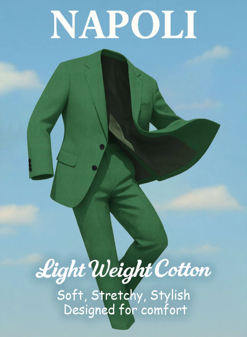 Green Napoli Stretch Light Weight Cotton Jacket - Image 4