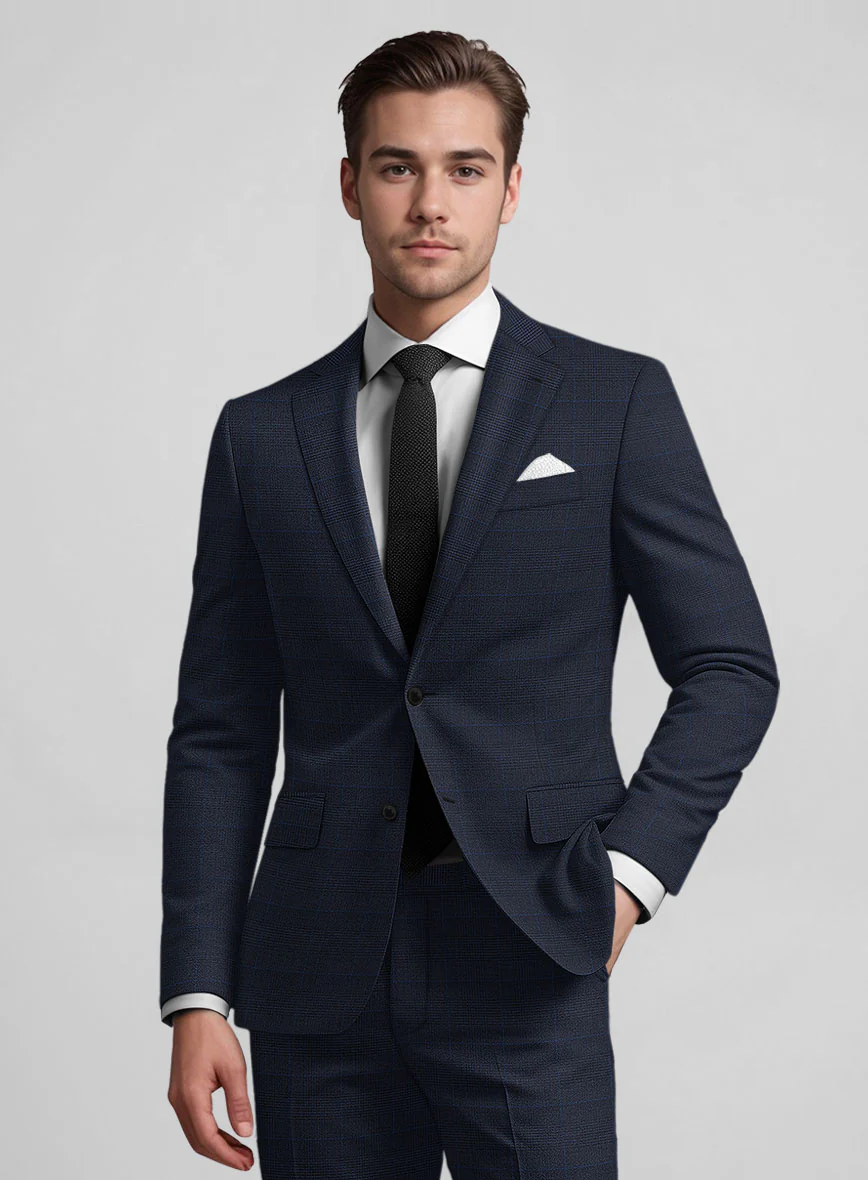 Guabello Dark Blue Prince Of Wales Jacket - Image 2