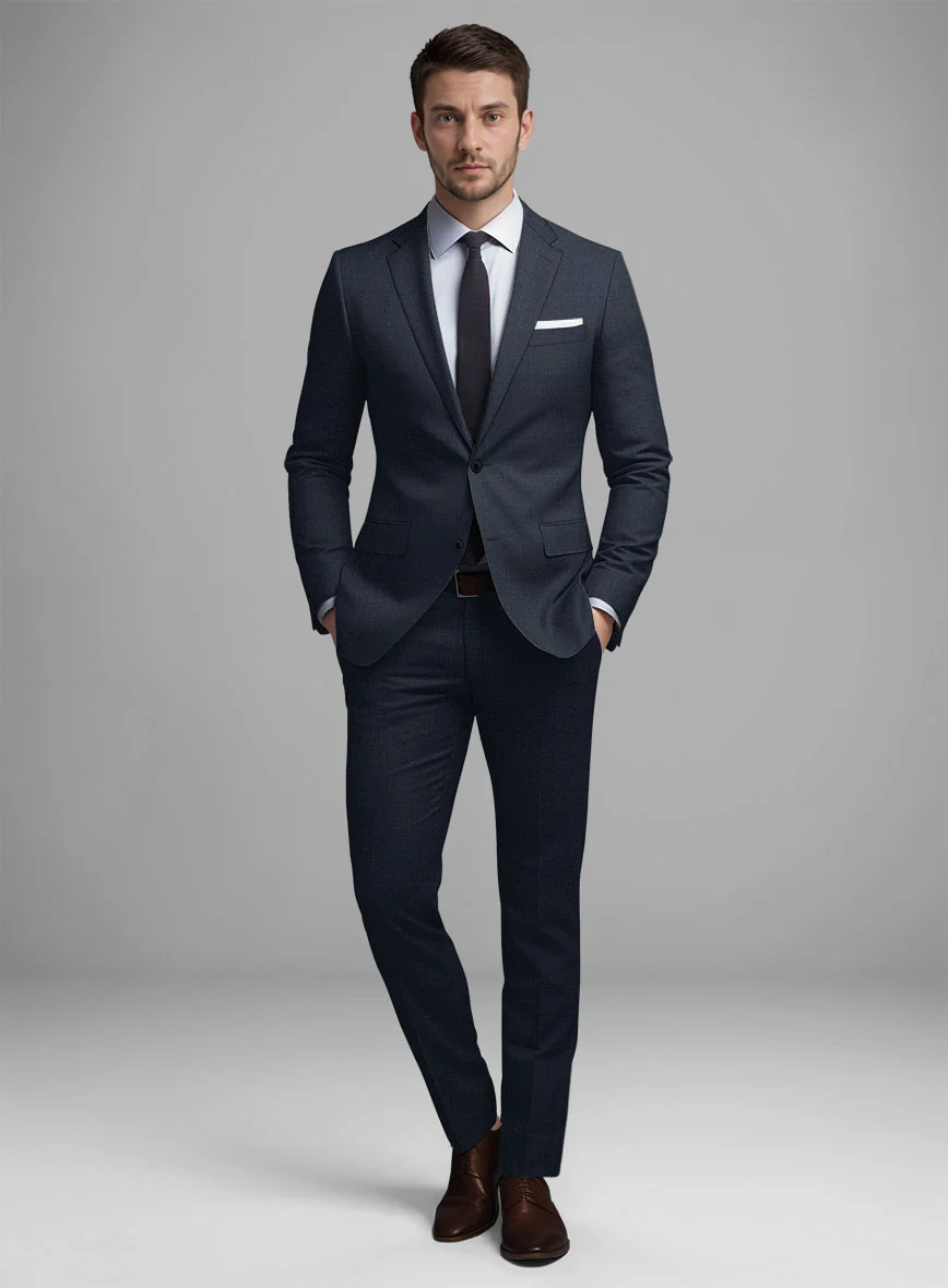 Guabello Dark Blue Sharkskin Suit