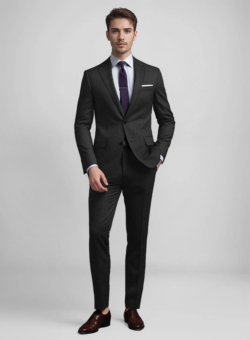 Guabello Dark Gray Herringbone Suit
