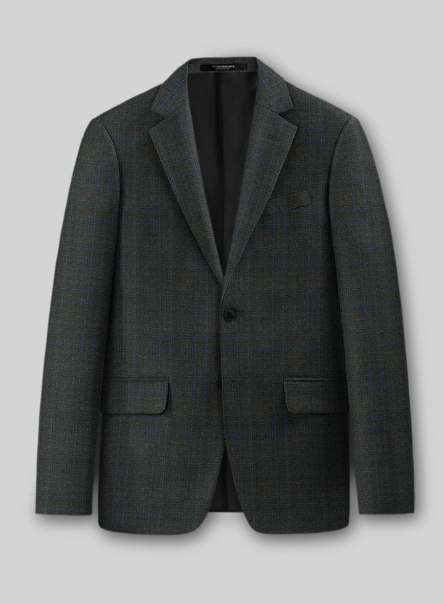 Guabello Gray Blue Windowpane Jacket