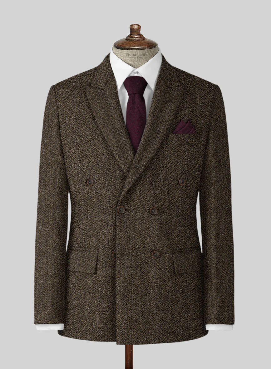 Haberdasher Brown Tweed Double Breasted Jacket