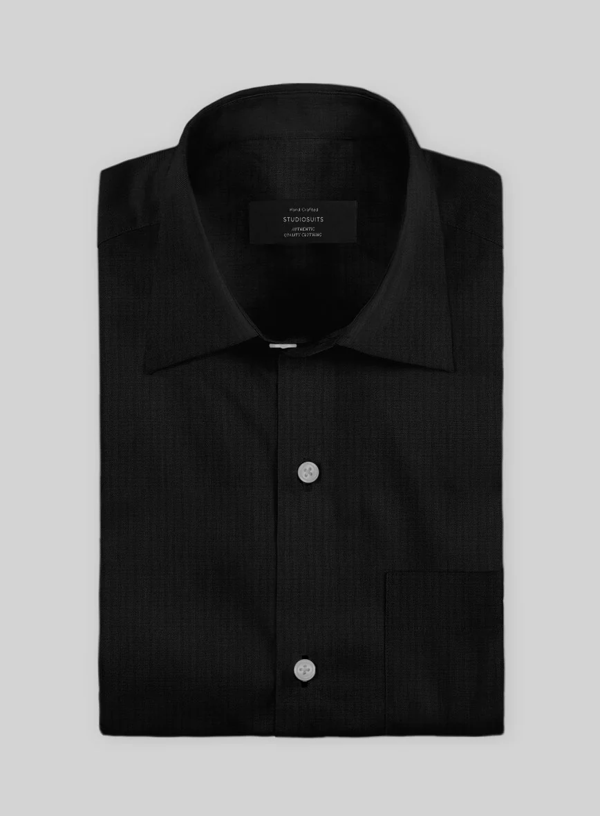 Harbour Black Herringbone Cotton Shirt