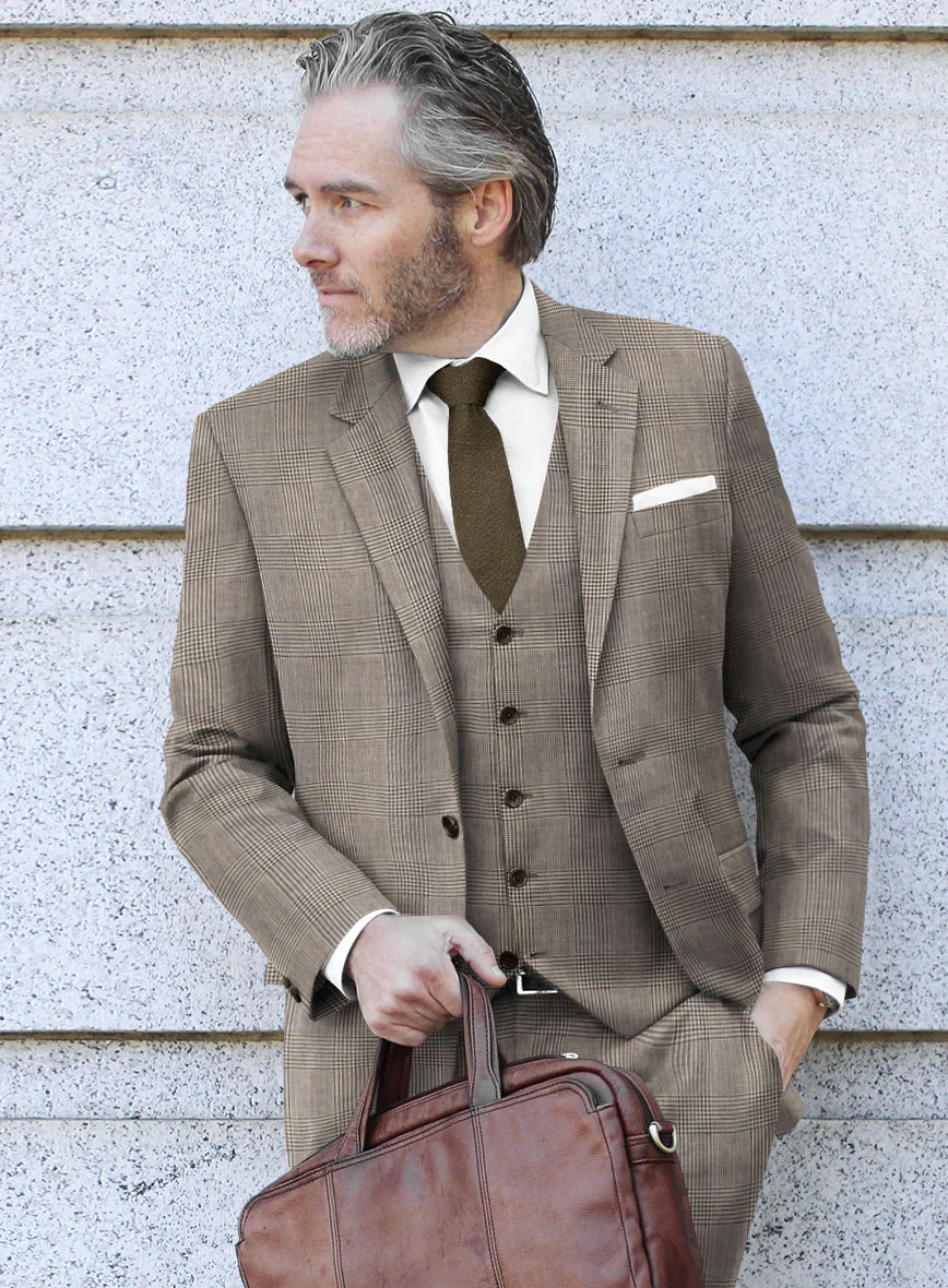 Hardy Minnis Beige Prince of Wales Wool Jacket - Image 2