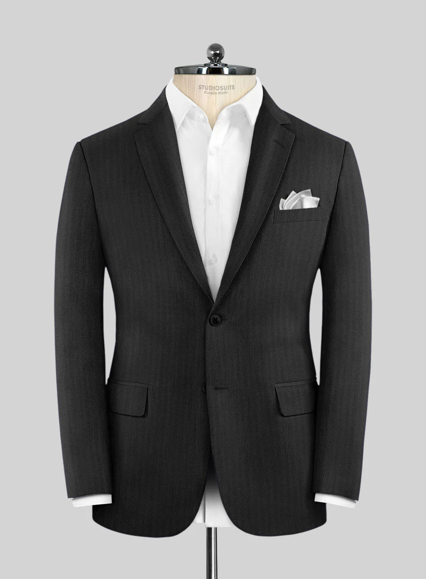 Hardy Minnis Black Herringbone Wool Jacket - Image 4