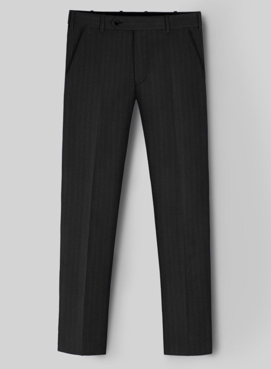 Hardy Minnis Black Herringbone Wool Pants
