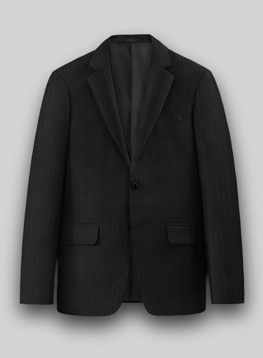 Hardy Minnis Black Herringbone Wool Suit - Image 3
