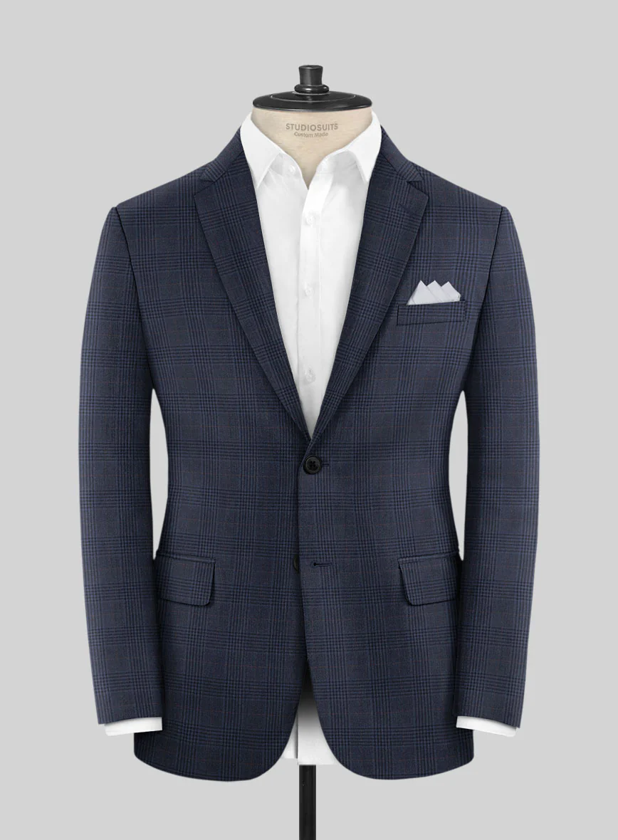 Hardy Minnis Blue Checks Wool Suit - Image 3