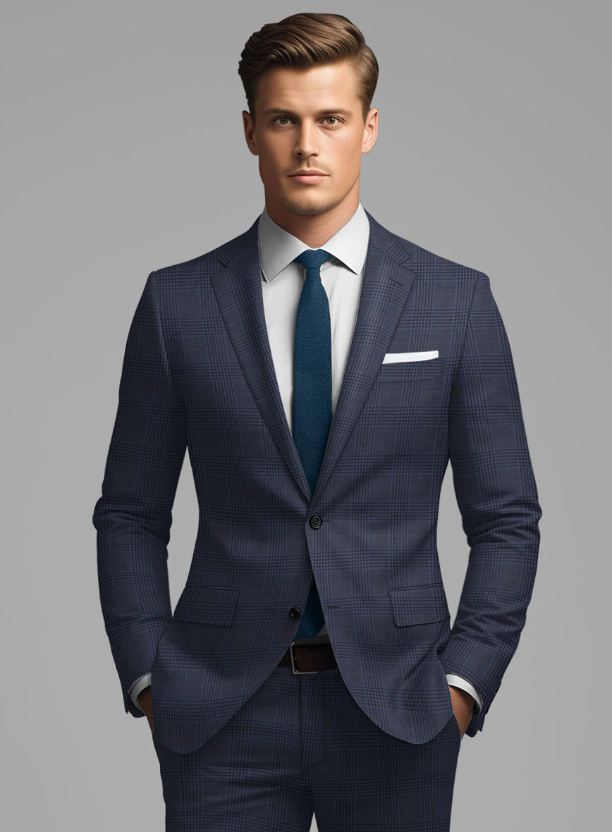 Hardy Minnis Blue Checks Wool Suit - Image 4