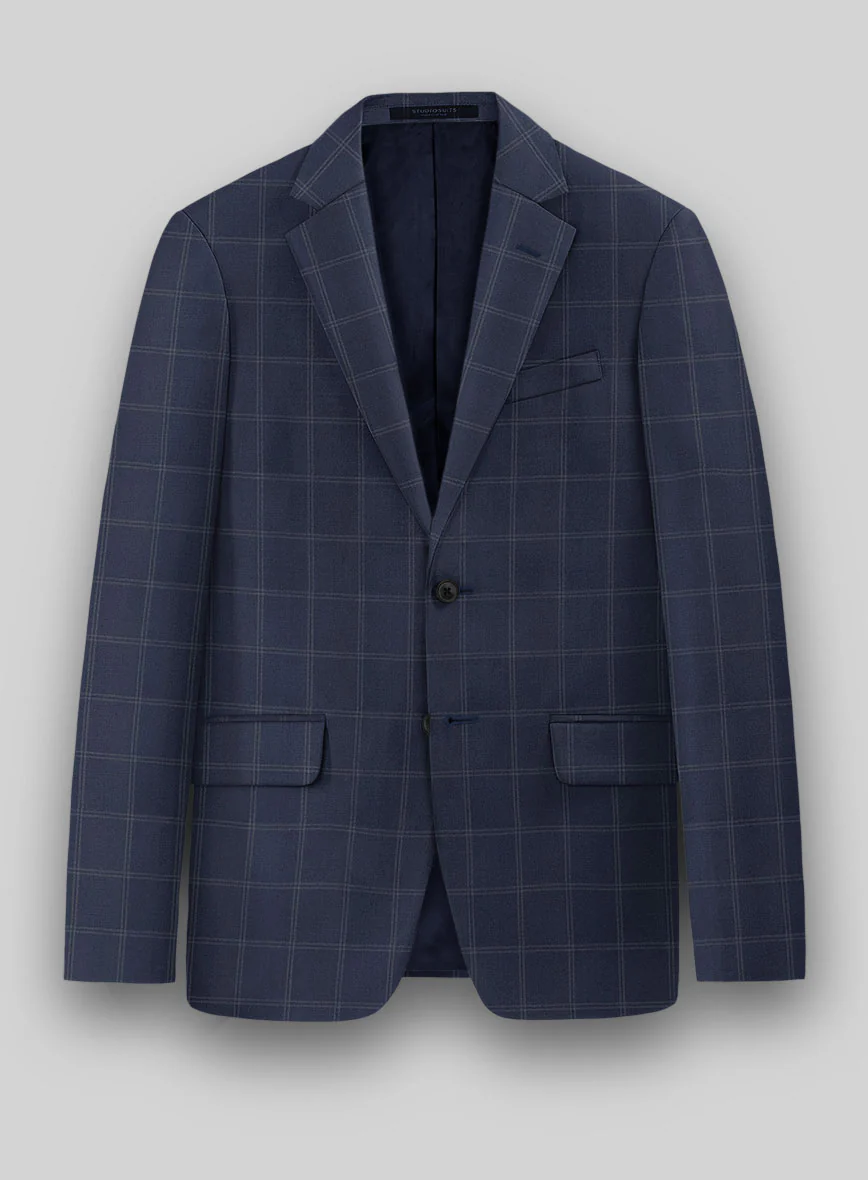 Hardy Minnis Blue Windowpane Wool Jacket
