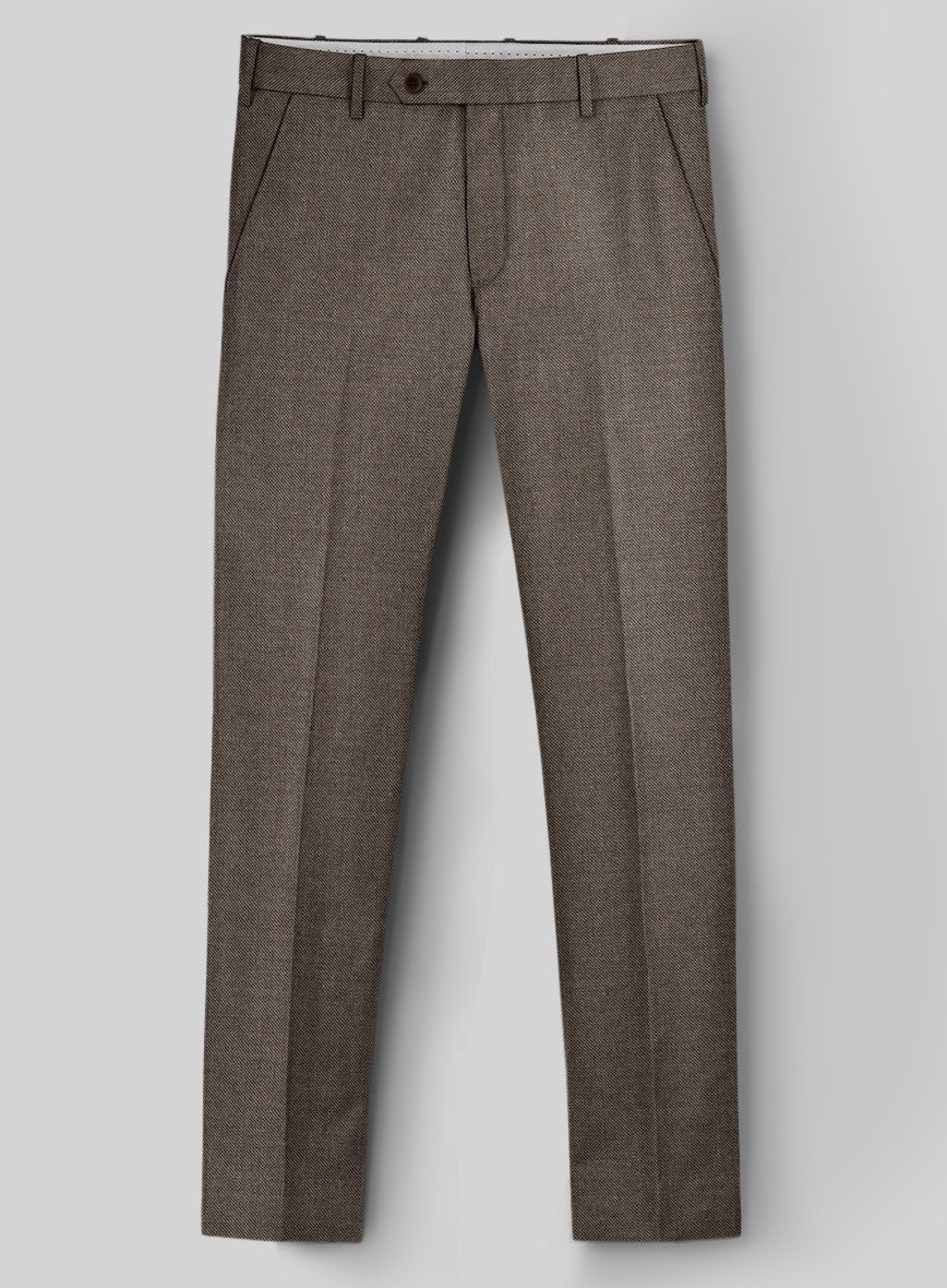 Hardy Minnis Brown Sharkskin Wool Pants
