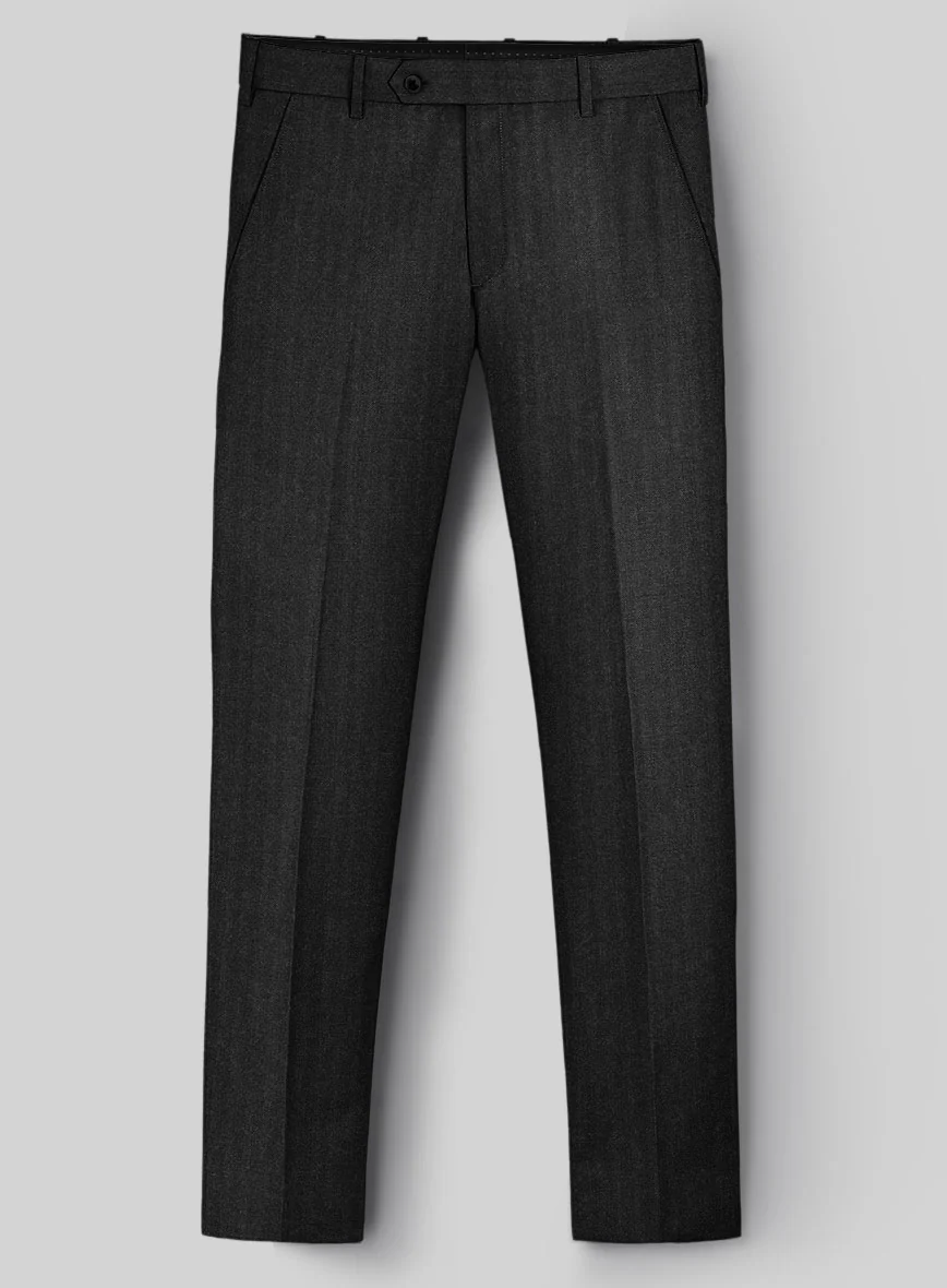 Hardy Minnis Charcoal Herringbone Wool Pants