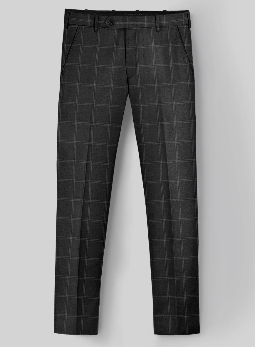 Hardy Minnis Charcoal Windowpane Wool Pants