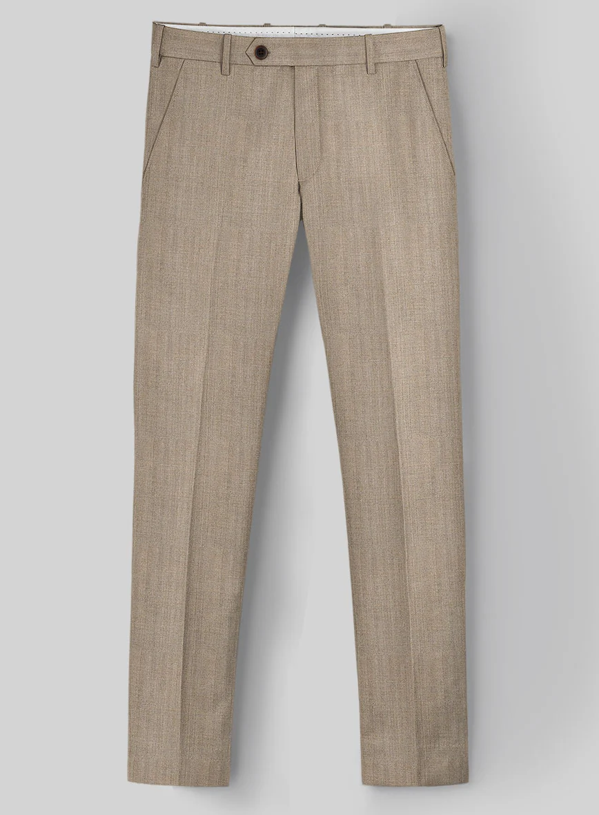 Hardy Minnis Dark Beige Herringbone Wool Pants
