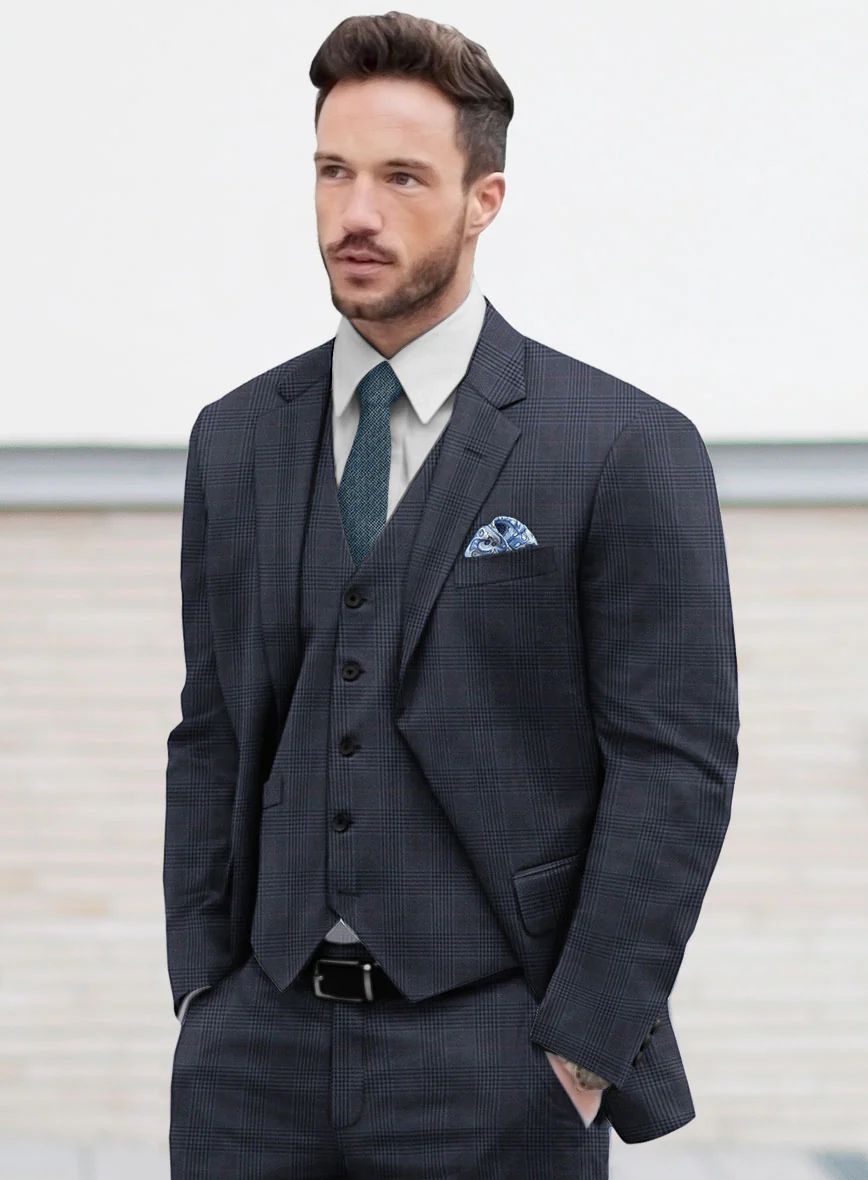 Hardy Minnis Dark Blue Checks Wool Jacket - Image 2