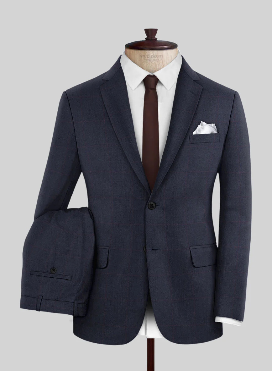 Hardy Minnis Dark Blue Glen Wool Suit