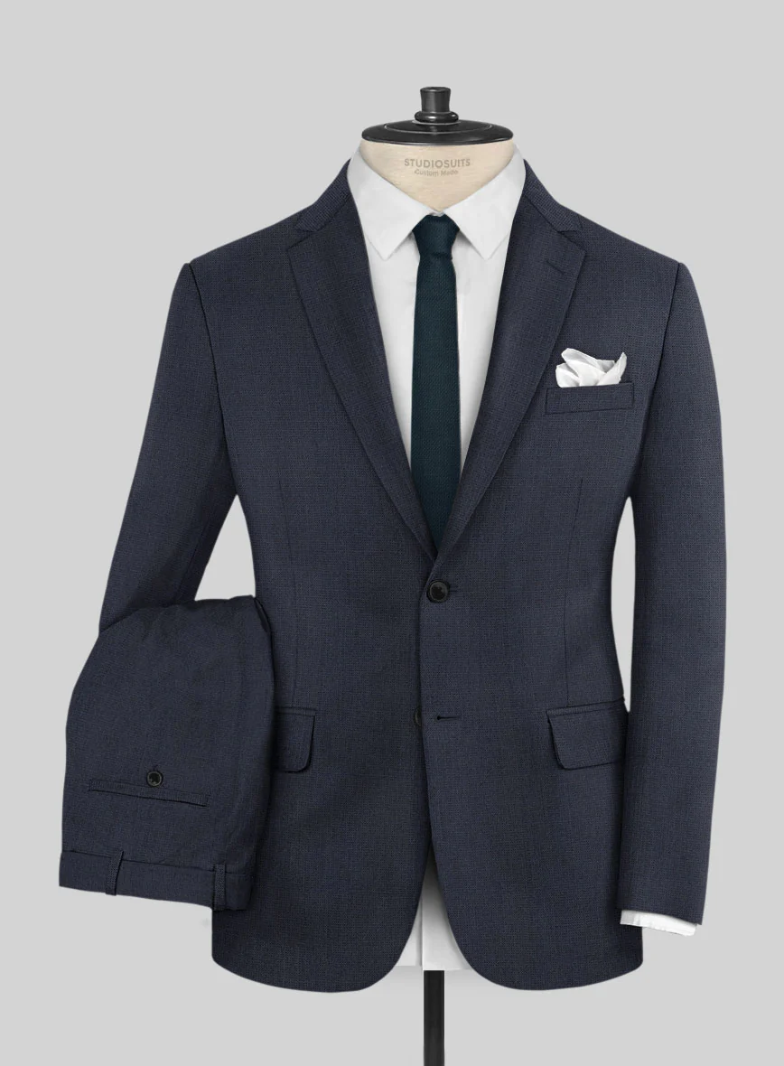 Hardy Minnis Dark Blue Nailhead Wool Suit