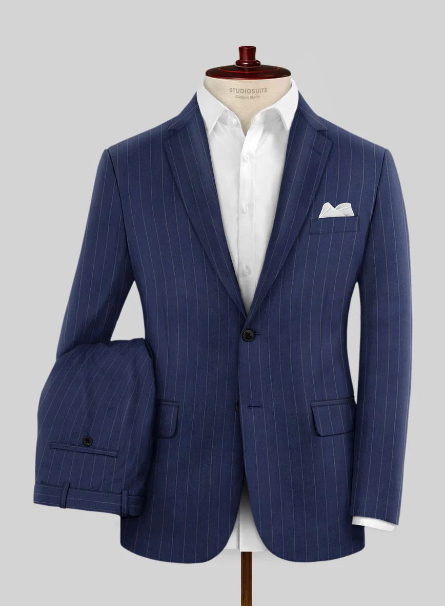Hardy Minnis Royal Blue Pinstripe Wool Suit