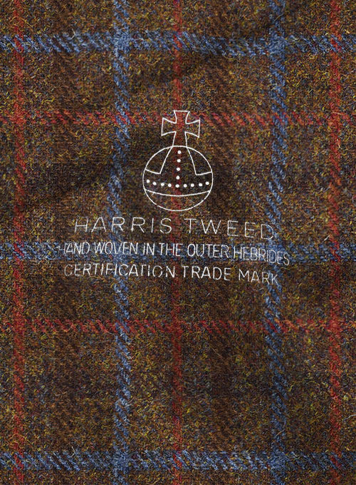 Harris Tweed Brown Checks Double Breasted Jacket - Image 4