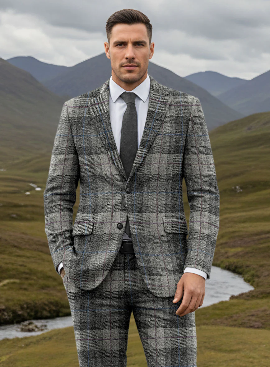 Harris Tweed Classic Gray Tartan Jacket - Image 2