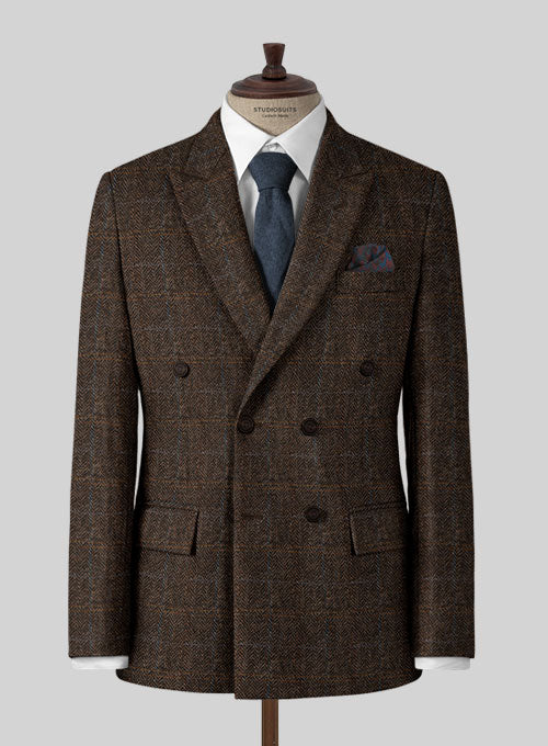 Harris Tweed Country Dark Brown Double Breasted Jacket